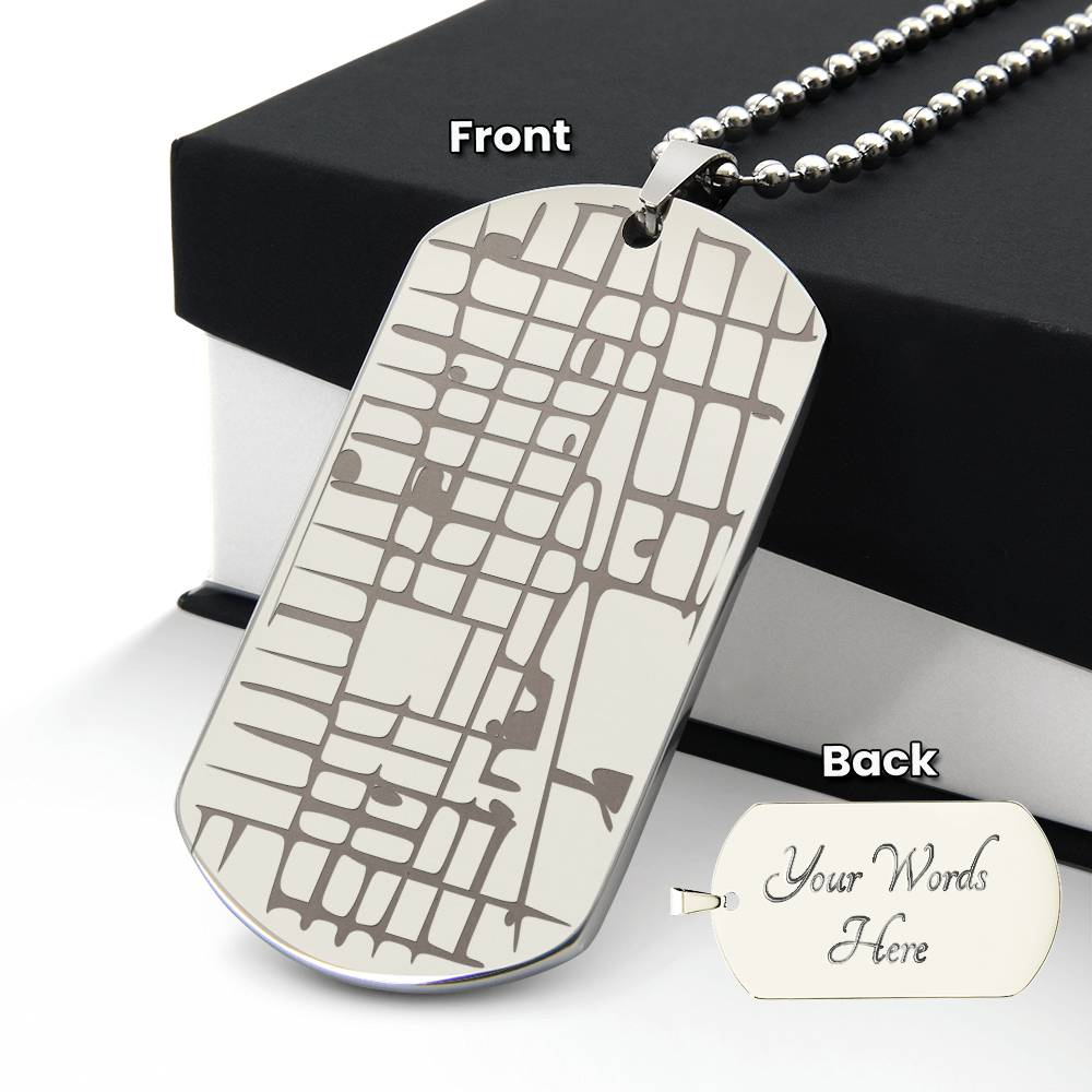 Custom Map Dog Tag Necklace