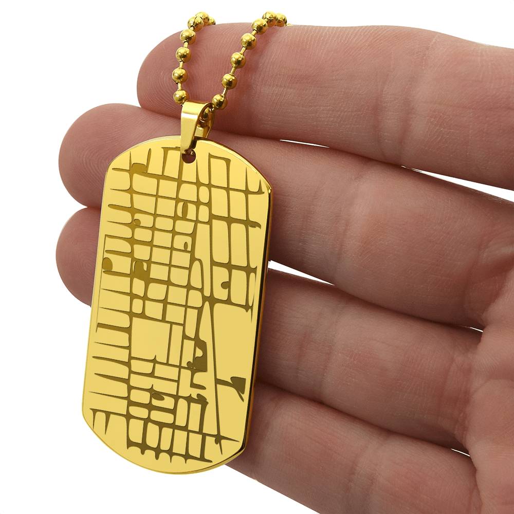 Custom Map Dog Tag Necklace