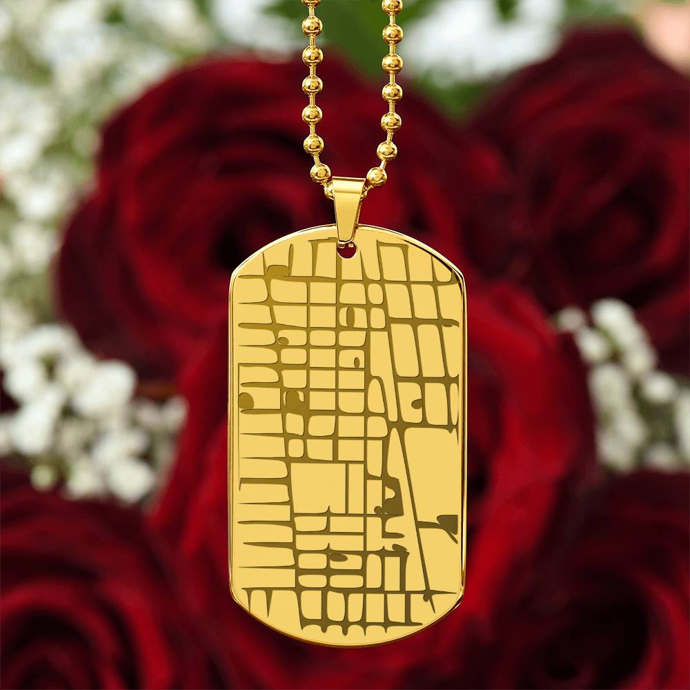 Custom Map Dog Tag Necklace