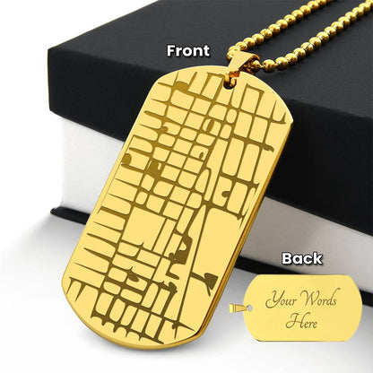 Custom Map Dog Tag Necklace