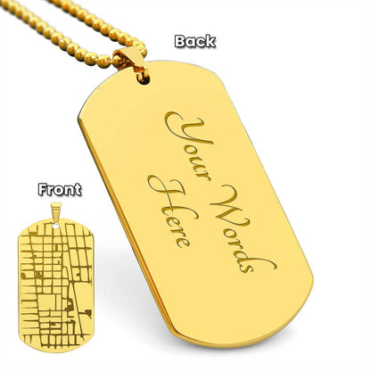 Custom Map Dog Tag Necklace