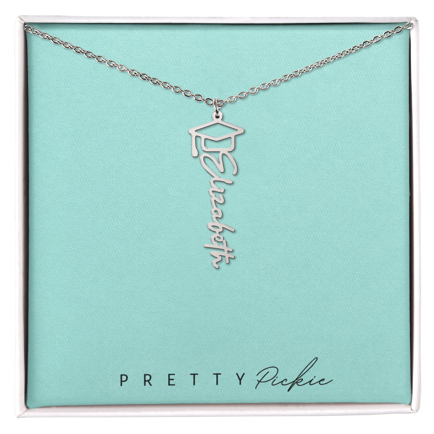 Graduation Name Necklace with Cap
