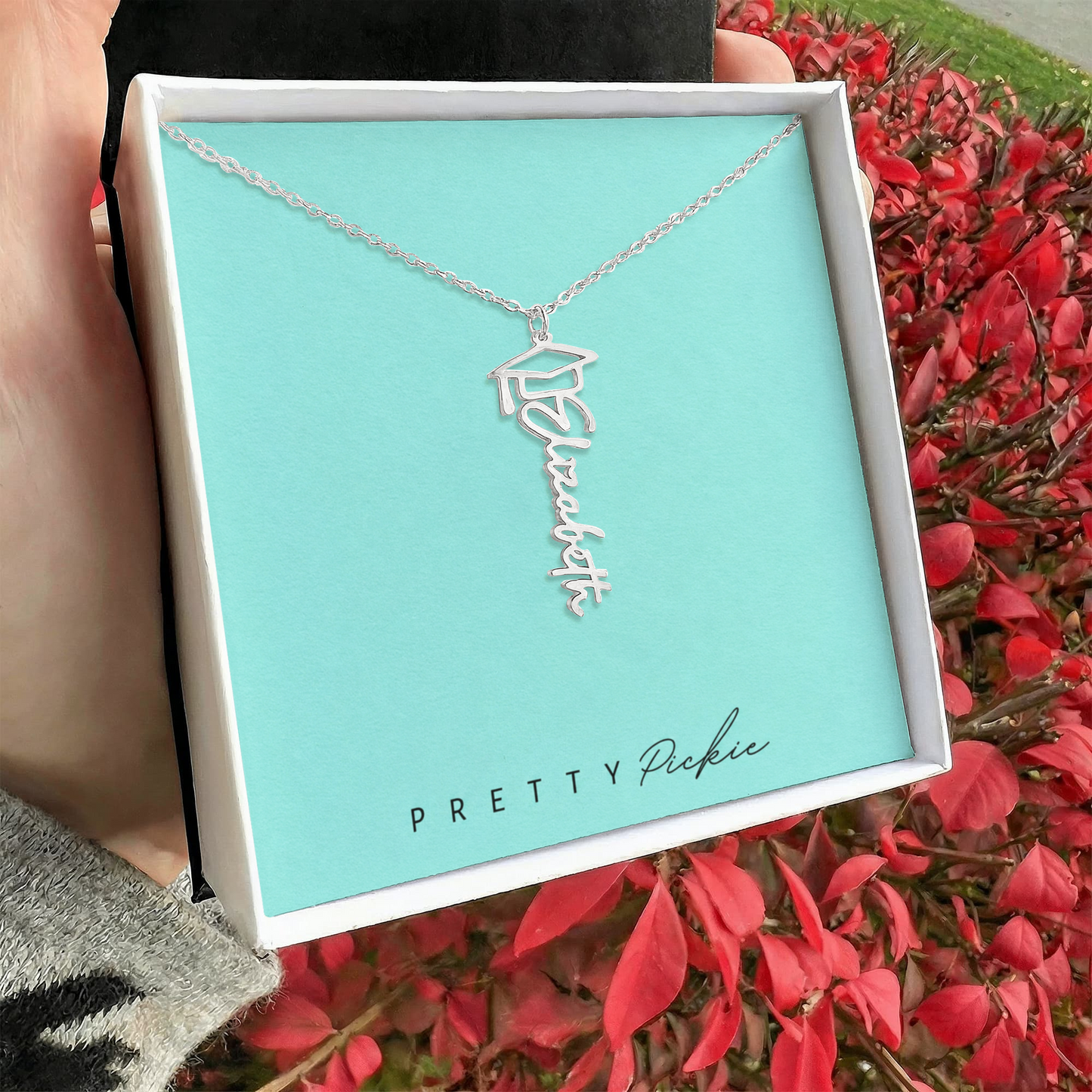 Graduation Name Necklace with Cap