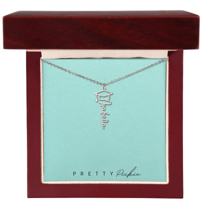 Graduation Name Necklace with Cap