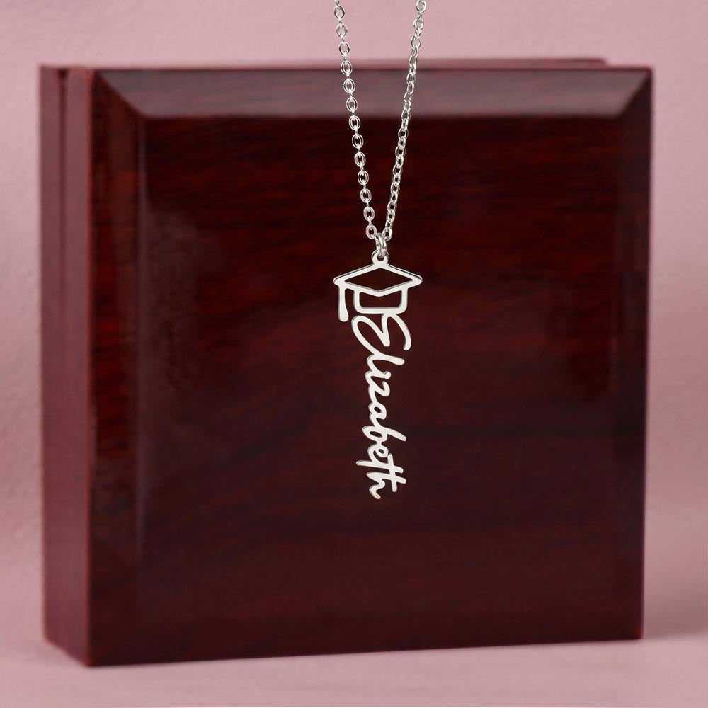Graduation Name Necklace with Cap
