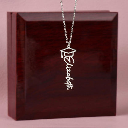 Graduation Name Necklace with Cap