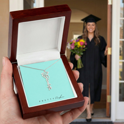 Graduation Name Necklace with Cap