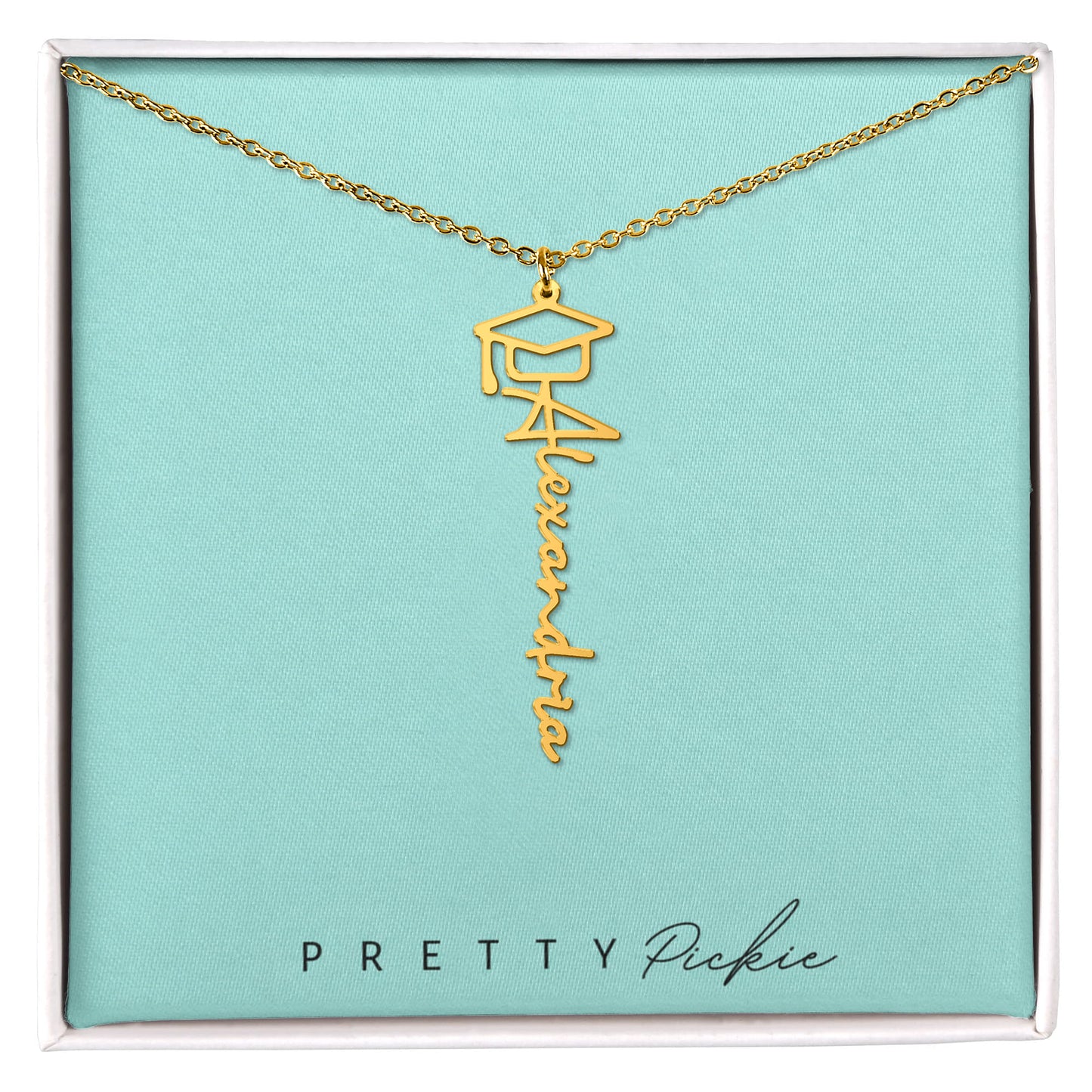 Graduation Name Necklace with Cap