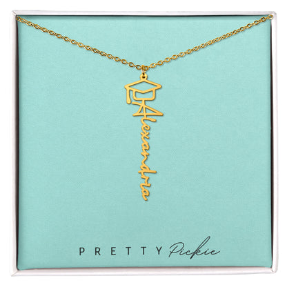 Graduation Name Necklace with Cap
