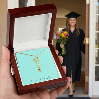 Graduation Name Necklace with Cap