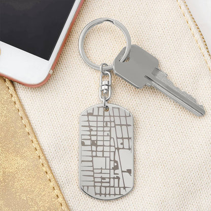 Custom Map Keychain, Engraved Dog Tag