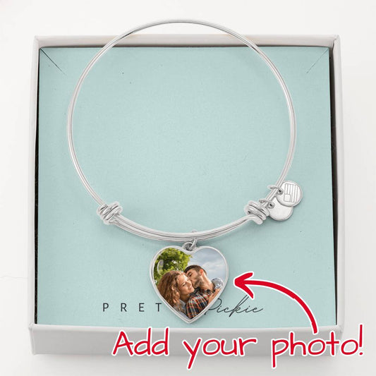 Pulsera con foto personalizada y corazón grabado