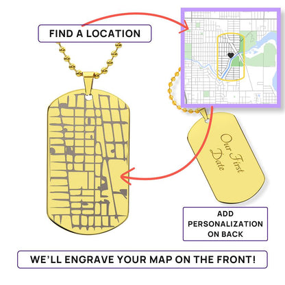 Custom Map Dog Tag Necklace