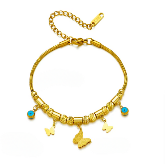 Golden Butterfly Delight Charm Bracelet