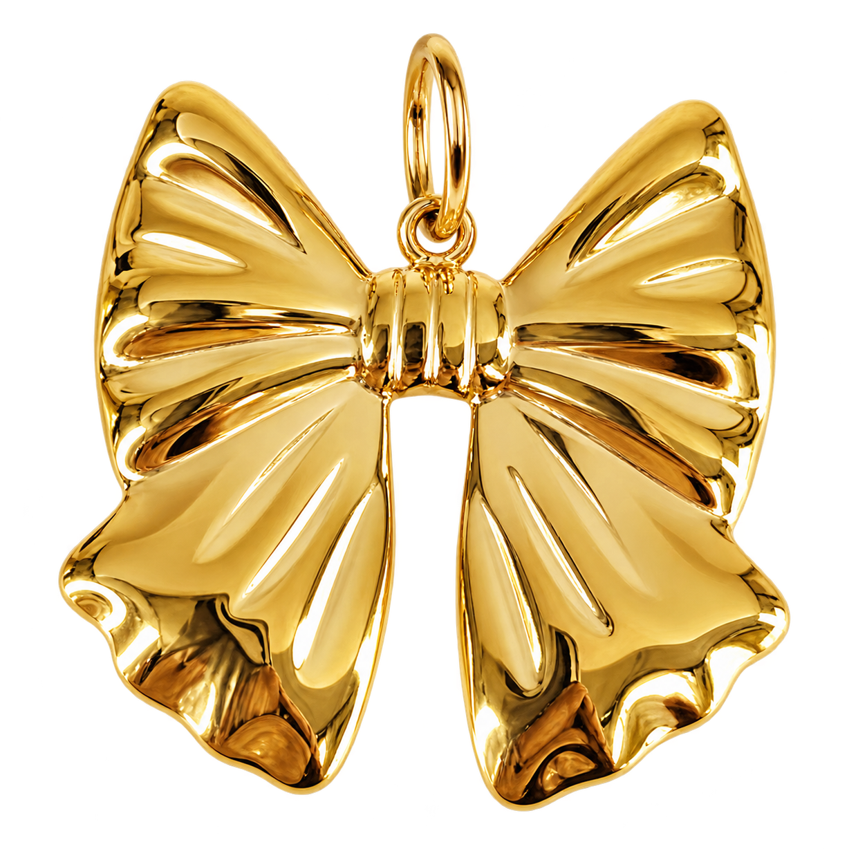 Sculpted gold-tone bow charm with folded ribbon details