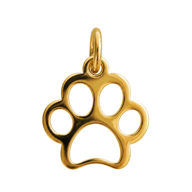Polished gold-tone openwork paw print charm