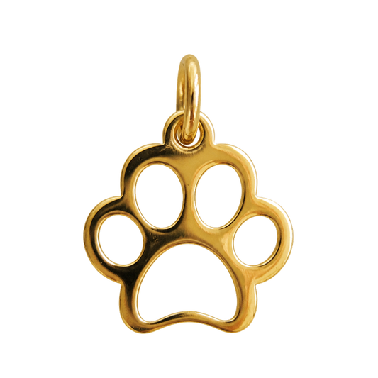 Polished gold-tone openwork paw print charm
