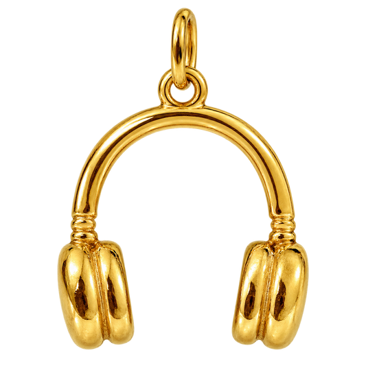 Polished gold-tone headphones charm