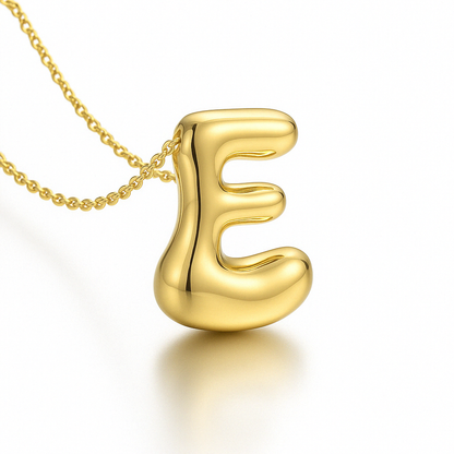Bubble Letter Initial Necklace – 18K Gold Stainless Steel