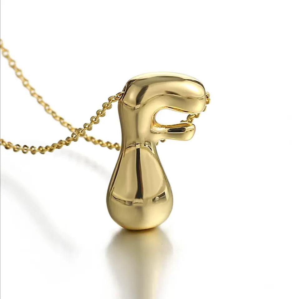 Bubble Letter Initial Necklace – 18K Gold Stainless Steel