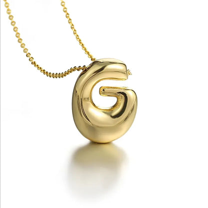 Bubble Letter Initial Necklace – 18K Gold Stainless Steel