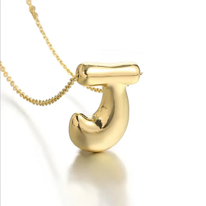 Bubble Letter Initial Necklace – 18K Gold Stainless Steel