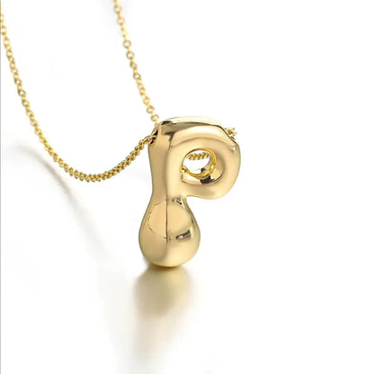Bubble Letter Initial Necklace – 18K Gold Stainless Steel