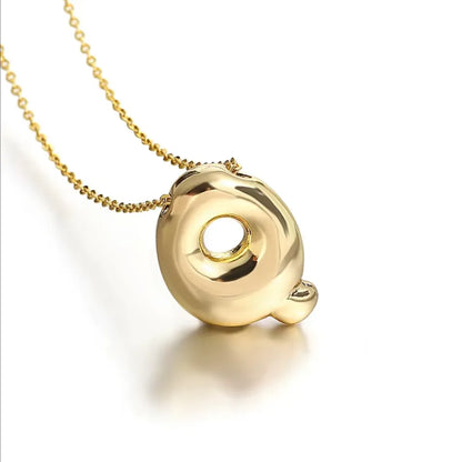 Bubble Letter Initial Necklace – 18K Gold Stainless Steel