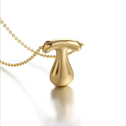 Bubble Letter Initial Necklace – 18K Gold Stainless Steel