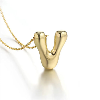 Bubble Letter Initial Necklace – 18K Gold Stainless Steel