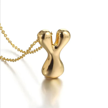 Bubble Letter Initial Necklace – 18K Gold Stainless Steel
