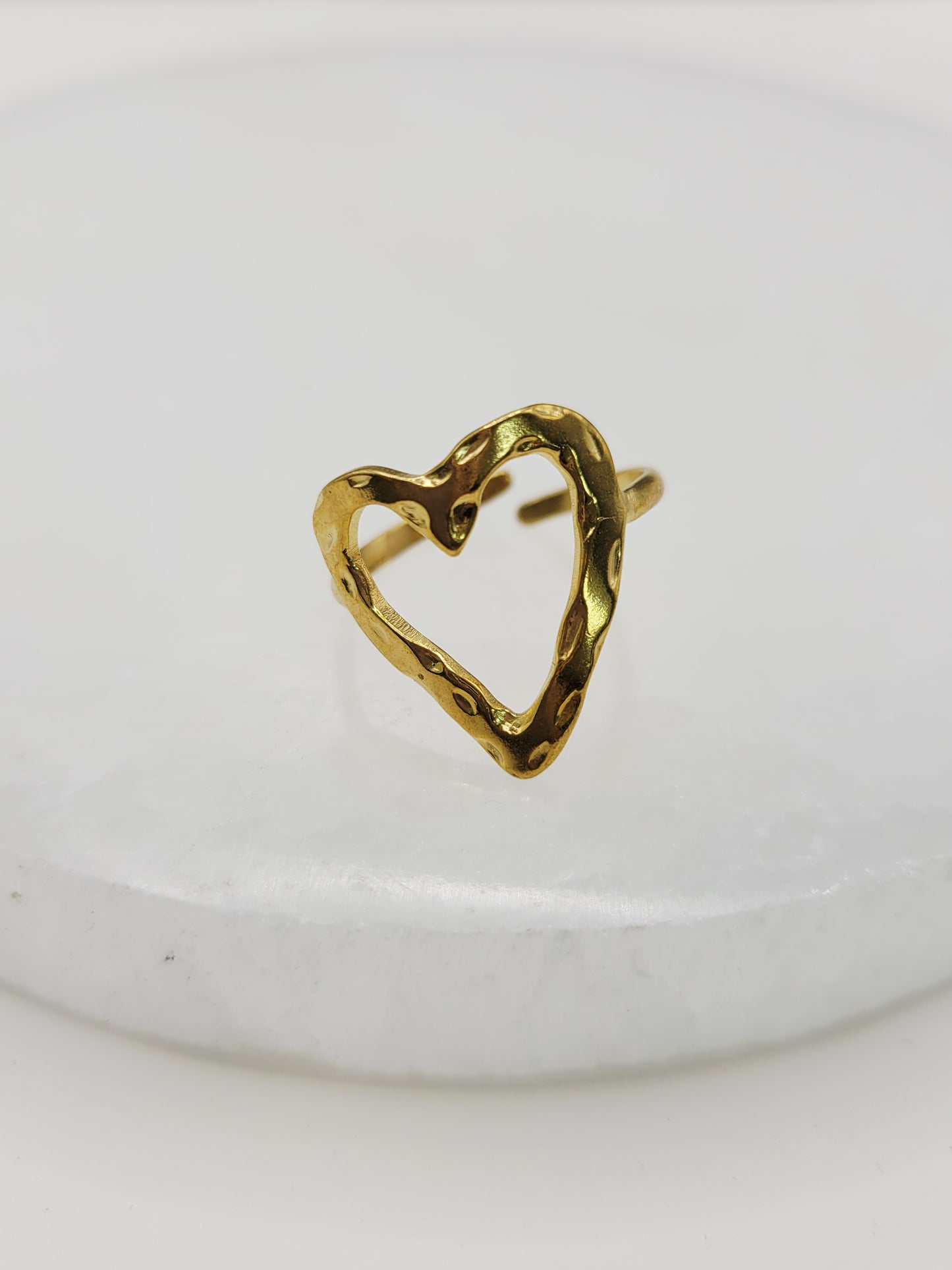 Molten Open Heart Ring | 18K Gold Adjustable Cuff