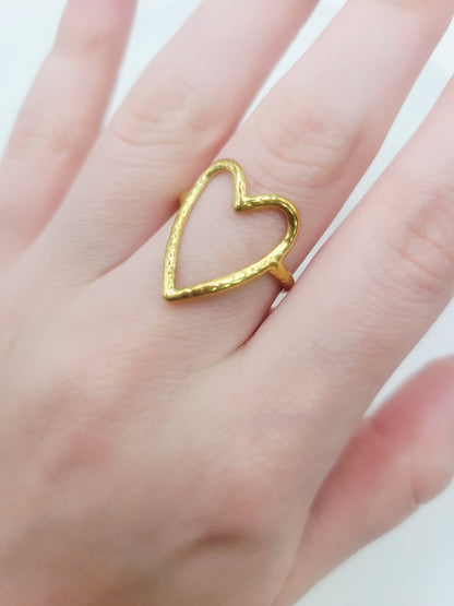 Molten Open Heart Ring | 18K Gold Adjustable Cuff