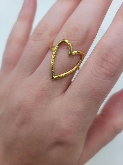 Molten Open Heart Ring | 18K Gold Adjustable Cuff
