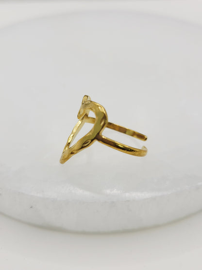 Molten Open Heart Ring | 18K Gold Adjustable Cuff