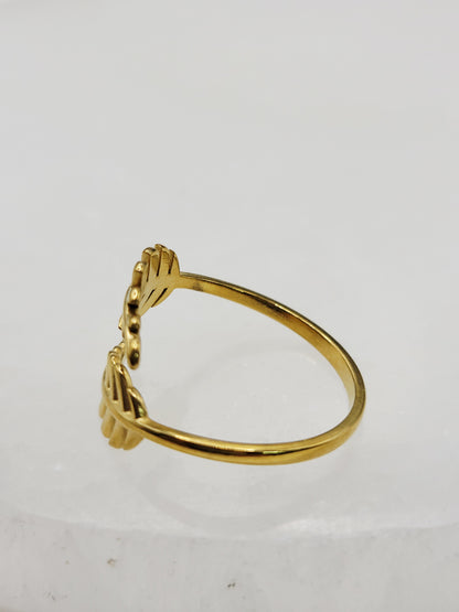 Olive Branch Leaf Wrap Ring | 18K Gold Adjustable Cuff