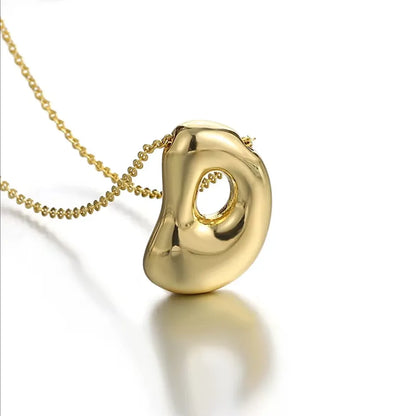 Bubble Letter Initial Necklace – 18K Gold Stainless Steel