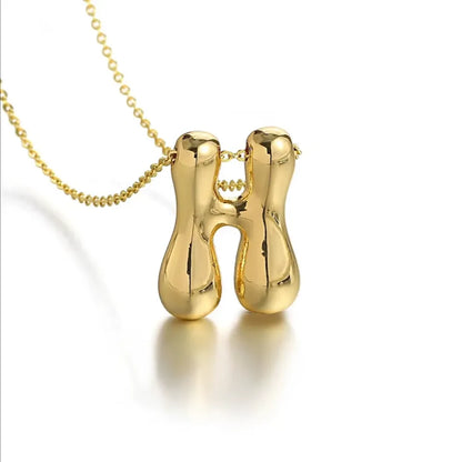 Bubble Letter Initial Necklace – 18K Gold Stainless Steel