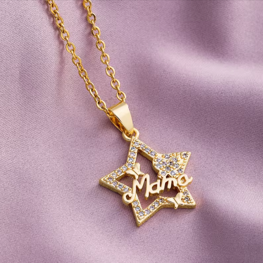 "Mama" Butterfly Star Necklace | Gold Pendant Necklace for Mom