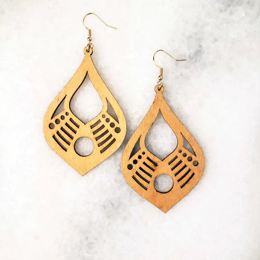 Laser Cut Dangle Wooden Earrings